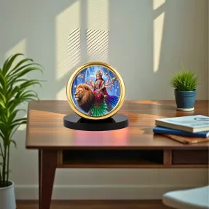 Car Desk/Table Top Durga Matha Metal Golden Photo Stand 2x2 Inches, Compact & Stylish Spiritual Display For Car, Home & Office (Pack Of 1) (F18785) Car Desk/Table Top Durga Matha Metal Golden Photo Stand 2x2 Inches, Compact & Stylish Spiritual Display For Car, Home & Office (Pack Of 1) (F18785)