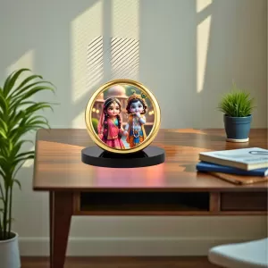Car Desk/Table Top Little Radha Krishna Metal Golden Photo Stand 2x2 Inches, Compact & Stylish Spiritual Display For Car, Home & Office (Pack Of 1) (F18790) Car Desk/Table Top Little Radha Krishna Metal Golden Photo Stand 2x2 Inches, Compact & Stylish Spiritual Display For Car, Home & Office (Pack Of 1) (F18790)