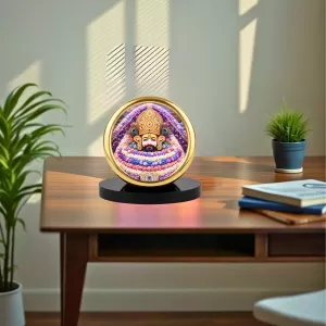 Car Desk/Table Top Khatu Shyam Metal Golden Photo Stand  2x2 Inches, Compact & Stylish Spiritual Display For Car, Home & Office (Pack Of 1) (F18804)