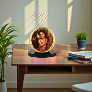 Car Desk/Table Top Lord Murugan Metal Golden Photo Stand  2x2 Inches, Compact & Stylish Spiritual Display For Car, Home & Office (Pack Of 1) (F18808)