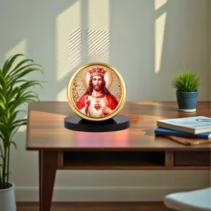 Car Desk/Table Top Lord Jesus Metal Golden Photo Stand 2x2 Inches, Compact & Stylish Spiritual Display For Car, Home & Office (Pack Of 1) (F18814) Car Desk/Table Top Lord Jesus Metal Golden Photo Stand 2x2 Inches, Compact & Stylish Spiritual Display For Car, Home & Office (Pack Of 1) (F18814)