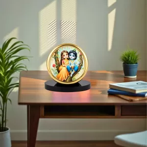 Car Desk/Table Top Little Radha Krishna Metal Golden Photo Stand 2x2 Inches, Compact & Stylish Spiritual Display For Car, Home & Office (Pack Of 1) (F18834) Car Desk/Table Top Little Radha Krishna Metal Golden Photo Stand 2x2 Inches, Compact & Stylish Spiritual Display For Car, Home & Office (Pack Of 1) (F18834)