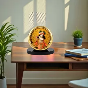 Car Desk/Table Top Little Krishna Metal Golden Photo Stand 2x2 Inches, Compact & Stylish Spiritual Display For Car, Home & Office (Pack Of 1) (F18842) Car Desk/Table Top Little Krishna Metal Golden Photo Stand 2x2 Inches, Compact & Stylish Spiritual Display For Car, Home & Office (Pack Of 1) (F18842)