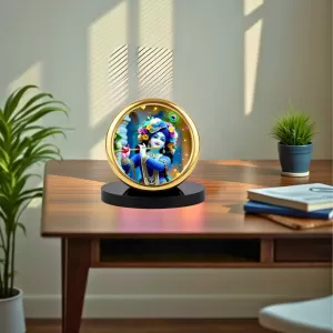 Car Desk/Table Top Little Krishna Metal Golden Photo Stand 2x2 Inches, Compact & Stylish Spiritual Display For Car, Home & Office (Pack Of 1) (F18845) Car Desk/Table Top Little Krishna Metal Golden Photo Stand 2x2 Inches, Compact & Stylish Spiritual Display For Car, Home & Office (Pack Of 1) (F18845)