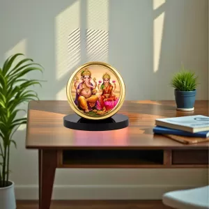 Car Desk/Table Top Lord Ganesha And Lakshmi Metal Golden Photo Stand 2x2 Inches, Compact & Stylish Spiritual Display For Car, Home & Office (Pack Of 1) (F18865) Car Desk/Table Top Lord Ganesha And Lakshmi Metal Golden Photo Stand 2x2 Inches, Compact & Stylish Spiritual Display For Car, Home & Office (Pack Of 1) (F18865)
