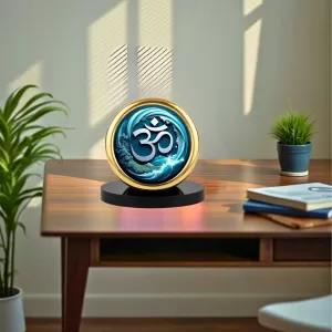 Car Desk/Table Top Om Symbol Metal Golden Photo Stand 2x2 Inches, Compact & Stylish Spiritual Display For Car, Home & Office (Pack Of 1) (F18870) Car Desk/Table Top Om Symbol Metal Golden Photo Stand 2x2 Inches, Compact & Stylish Spiritual Display For Car, Home & Office (Pack Of 1) (F18870)