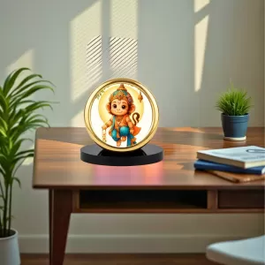 Car Desk/Table Top Lord Little Hanuman Metal Golden Photo Stand  2x2 Inches, Compact & Stylish Spiritual Display For Car, Home & Office (Pack Of 1) (F18877)