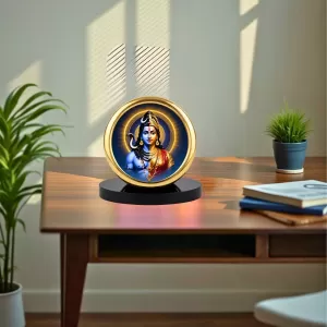 Car Desk/Table Top Arthanareeshwara Metal Golden Photo Stand  2x2 Inches, Compact & Stylish Spiritual Display For Car, Home & Office (Pack Of 1) (F18900)