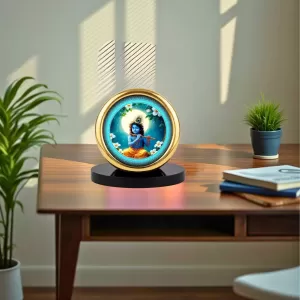 Car Desk/Table Top Lord Krishna Metal Golden Photo Stand 2x2 Inches, Compact & Stylish Spiritual Display For Car, Home & Office (Pack Of 1) (F18901) Car Desk/Table Top Lord Krishna Metal Golden Photo Stand 2x2 Inches, Compact & Stylish Spiritual Display For Car, Home & Office (Pack Of 1) (F18901)