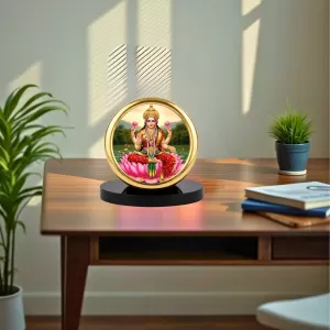 Car Desk/Table Top Goddess Lakshmi Metal Golden Photo Stand  2x2 Inches, Compact & Stylish Spiritual Display For Car, Home & Office (Pack Of 1) (F18908)