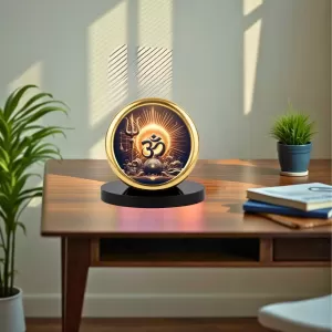 Car Desk/Table Top Om Symbol Metal Golden Photo Stand 2x2 Inches, Compact & Stylish Spiritual Display For Car, Home & Office (Pack Of 1) (F18916) Car Desk/Table Top Om Symbol Metal Golden Photo Stand 2x2 Inches, Compact & Stylish Spiritual Display For Car, Home & Office (Pack Of 1) (F18916)