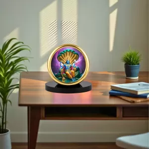 Car Desk/Table Top Lord Vishnu Metal Golden Photo Stand 2x2 Inches, Compact & Stylish Spiritual Display For Car, Home & Office (Pack Of 1) (F18918) Car Desk/Table Top Lord Vishnu Metal Golden Photo Stand 2x2 Inches, Compact & Stylish Spiritual Display For Car, Home & Office (Pack Of 1) (F18918)