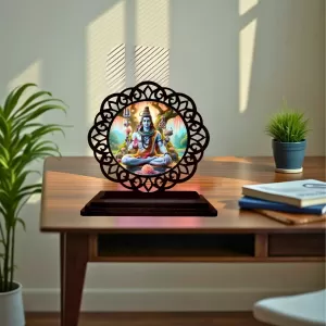 Car Desk/Table Top Lord Shiva Wooden Photo Stand 3x4 Inches, Compact & Stylish Spiritual Display For Car, Home & Office (Pack Of 1) (F19555) Car Desk/Table Top Lord Shiva Wooden Photo Stand 3x4 Inches, Compact & Stylish Spiritual Display For Car, Home & Office (Pack Of 1) (F19555)