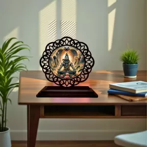 Car Desk/Table Top Lord Shiva Wooden Photo Stand 3x4 Inches, Compact & Stylish Spiritual Display For Car, Home & Office (Pack Of 1) (F19558) Car Desk/Table Top Lord Shiva Wooden Photo Stand 3x4 Inches, Compact & Stylish Spiritual Display For Car, Home & Office (Pack Of 1) (F19558)