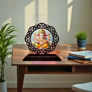 Car Desk/Table Top Lord Ganesha Wooden Photo Stand 3x4 Inches, Compact & Stylish Spiritual Display For Car, Home & Office (Pack Of 1) (F19590) Car Desk/Table Top Lord Ganesha Wooden Photo Stand 3x4 Inches, Compact & Stylish Spiritual Display For Car, Home & Office (Pack Of 1) (F19590)