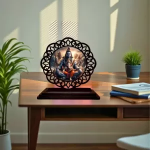 Car Desk/Table Top Lord Shiva Wooden Photo Stand 3x4 Inches, Compact & Stylish Spiritual Display For Car, Home & Office (Pack Of 1) (F19597) Car Desk/Table Top Lord Shiva Wooden Photo Stand 3x4 Inches, Compact & Stylish Spiritual Display For Car, Home & Office (Pack Of 1) (F19597)