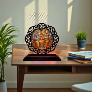 Car Desk/Table Top Lord Vishnu And Lakshmi Wooden Photo Stand 3x4 Inches, Compact & Stylish Spiritual Display For Car, Home & Office (Pack Of 1) (F19604) Car Desk/Table Top Lord Vishnu And Lakshmi Wooden Photo Stand 3x4 Inches, Compact & Stylish Spiritual Display For Car, Home & Office (Pack Of 1) (F19604)