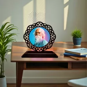 Car Desk/Table Top Rabindranath Tagore Wooden Photo Stand 3x4 Inches, Compact & Stylish Spiritual Display For Car, Home & Office (Pack Of 1) (F19614) Car Desk/Table Top Rabindranath Tagore Wooden Photo Stand 3x4 Inches, Compact & Stylish Spiritual Display For Car, Home & Office (Pack Of 1) (F19614)