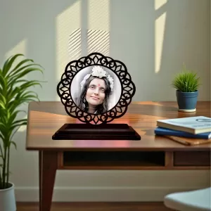 Car Desk/Table Top Ananadamayi Maa Wooden Photo Stand 3x4 Inches, Compact & Stylish Spiritual Display For Car, Home & Office (Pack Of 1) (F19630) Car Desk/Table Top Ananadamayi Maa Wooden Photo Stand 3x4 Inches, Compact & Stylish Spiritual Display For Car, Home & Office (Pack Of 1) (F19630)
