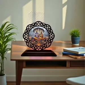 Car Desk/Table Top Lord Vishnu Lakshmi Wooden Photo Stand 3x4 Inches, Compact & Stylish Spiritual Display For Car, Home & Office (Pack Of 1) (F19642) Car Desk/Table Top Lord Vishnu Lakshmi Wooden Photo Stand 3x4 Inches, Compact & Stylish Spiritual Display For Car, Home & Office (Pack Of 1) (F19642)
