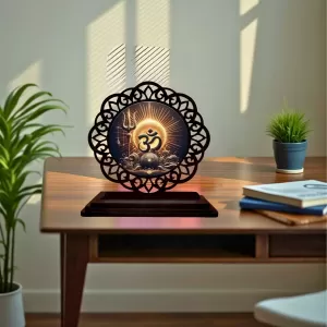 Car Desk/Table Top Om Symbol Wooden Photo Stand 3x4 Inches, Compact & Stylish Spiritual Display For Car, Home & Office (Pack Of 1) (F19645) Car Desk/Table Top Om Symbol Wooden Photo Stand 3x4 Inches, Compact & Stylish Spiritual Display For Car, Home & Office (Pack Of 1) (F19645)