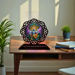 Car Desk/Table Top Lord Vishnu Wooden Photo Stand 3x4 Inches, Compact & Stylish Spiritual Display For Car, Home & Office (Pack Of 1) (F19648) Car Desk/Table Top Lord Vishnu Wooden Photo Stand 3x4 Inches, Compact & Stylish Spiritual Display For Car, Home & Office (Pack Of 1) (F19648)