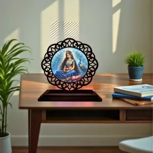 Car Desk/Table Top Beautiful Radha Wooden Photo Stand 3x4 Inches, Compact & Stylish Spiritual Display For Car, Home & Office (Pack Of 1) (F19649) Car Desk/Table Top Beautiful Radha Wooden Photo Stand 3x4 Inches, Compact & Stylish Spiritual Display For Car, Home & Office (Pack Of 1) (F19649)