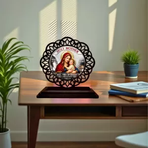 Car Desk/Table Top Lord Jesus And Merry Wooden Photo Stand 3x4 Inches, Compact & Stylish Spiritual Display For Car, Home & Office (Pack Of 1) (F19681) Car Desk/Table Top Lord Jesus And Merry Wooden Photo Stand 3x4 Inches, Compact & Stylish Spiritual Display For Car, Home & Office (Pack Of 1) (F19681)