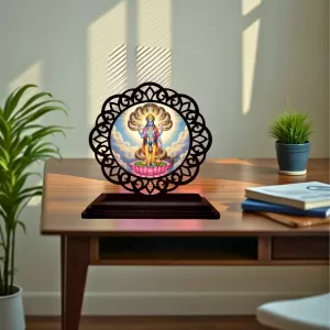 Car Desk/Table Top Lord Vishnu Wooden Photo Stand 3x4 Inches, Compact & Stylish Spiritual Display For Car, Home & Office (Pack Of 1) (F19696) Car Desk/Table Top Lord Vishnu Wooden Photo Stand 3x4 Inches, Compact & Stylish Spiritual Display For Car, Home & Office (Pack Of 1) (F19696)