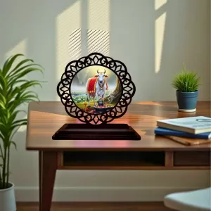 Car Desk/Table Top Gomatha Wooden Photo Stand 3x4 Inches, Compact & Stylish Spiritual Display For Car, Home & Office (Pack Of 1) (F19707) Car Desk/Table Top Gomatha Wooden Photo Stand 3x4 Inches, Compact & Stylish Spiritual Display For Car, Home & Office (Pack Of 1) (F19707)