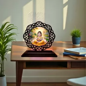 Car Desk/Table Top Little Radha Wooden Photo Stand 3x4 Inches, Compact & Stylish Spiritual Display For Car, Home & Office (Pack Of 1) (F19717) Car Desk/Table Top Little Radha Wooden Photo Stand 3x4 Inches, Compact & Stylish Spiritual Display For Car, Home & Office (Pack Of 1) (F19717)