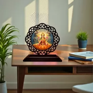 Car Desk/Table Top Goddess Lakshmi Wooden Photo Stand 3x4 Inches, Compact & Stylish Spiritual Display For Car, Home & Office (Pack Of 1) (F19722) Car Desk/Table Top Goddess Lakshmi Wooden Photo Stand 3x4 Inches, Compact & Stylish Spiritual Display For Car, Home & Office (Pack Of 1) (F19722)