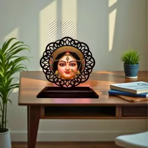 Car Desk/Table Top Durga Maa Wooden Photo Stand 3x4 Inches, Compact & Stylish Spiritual Display For Car, Home & Office (Pack Of 1) (F19725) Car Desk/Table Top Durga Maa Wooden Photo Stand 3x4 Inches, Compact & Stylish Spiritual Display For Car, Home & Office (Pack Of 1) (F19725)