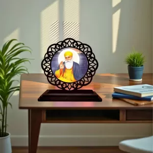 Car Desk/Table Top Gurunanak Wooden Photo Stand 3x4 Inches, Compact & Stylish Spiritual Display For Car, Home & Office (Pack Of 1) (F19748) Car Desk/Table Top Gurunanak Wooden Photo Stand 3x4 Inches, Compact & Stylish Spiritual Display For Car, Home & Office (Pack Of 1) (F19748)