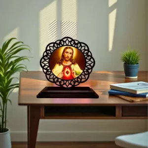Car Desk/Table Top Lord Jesus Wooden Photo Stand 3x4 Inches, Compact & Stylish Spiritual Display For Car, Home & Office (Pack Of 1) (F19767) Car Desk/Table Top Lord Jesus Wooden Photo Stand 3x4 Inches, Compact & Stylish Spiritual Display For Car, Home & Office (Pack Of 1) (F19767)