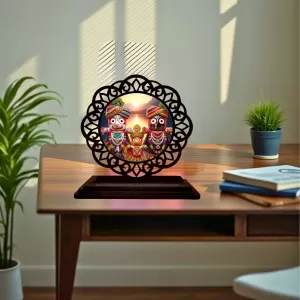 Car Desk/Table Top Lord Jagannath Wooden Photo Stand 3x4 Inches, Compact & Stylish Spiritual Display For Car, Home & Office (Pack Of 1) (F19768) Car Desk/Table Top Lord Jagannath Wooden Photo Stand 3x4 Inches, Compact & Stylish Spiritual Display For Car, Home & Office (Pack Of 1) (F19768)