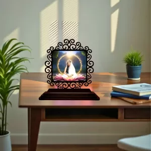 Car Desk/Table Top Sarada Maa Wooden Photo Stand 3x4 Inches, Compact & Stylish Spiritual Display For Car, Home & Office (Pack Of 1) (F19780) Car Desk/Table Top Sarada Maa Wooden Photo Stand 3x4 Inches, Compact & Stylish Spiritual Display For Car, Home & Office (Pack Of 1) (F19780)