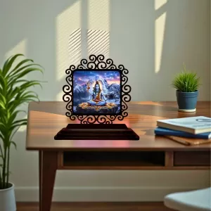Car Desk/Table Top Lord Shiva Wooden Photo Stand 3x4 Inches, Compact & Stylish Spiritual Display For Car, Home & Office (Pack Of 1) (F19806) Car Desk/Table Top Lord Shiva Wooden Photo Stand 3x4 Inches, Compact & Stylish Spiritual Display For Car, Home & Office (Pack Of 1) (F19806)