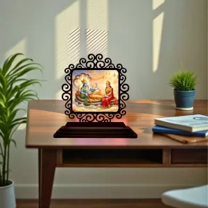 Car Desk/Table Top Lord Vishnu And Lakshmi Wooden Photo Stand 3x4 Inches, Compact & Stylish Spiritual Display For Car, Home & Office (Pack Of 1) (F19814) Car Desk/Table Top Lord Vishnu And Lakshmi Wooden Photo Stand 3x4 Inches, Compact & Stylish Spiritual Display For Car, Home & Office (Pack Of 1) (F19814)