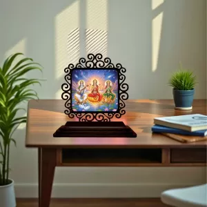 Car Desk/Table Top Lakshmi Saraswathi Parvathi Wooden Photo Stand 3x4 Inches, Compact & Stylish Spiritual Display For Car, Home & Office (Pack Of 1) (F19818) Car Desk/Table Top Lakshmi Saraswathi Parvathi Wooden Photo Stand 3x4 Inches, Compact & Stylish Spiritual Display For Car, Home & Office (Pack Of 1) (F19818)