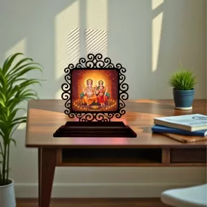 Car Desk/Table Top Lord Ganesha And Lakshmi Wooden Photo Stand 3x4 Inches, Compact & Stylish Spiritual Display For Car, Home & Office (Pack Of 1) (F19819) Car Desk/Table Top Lord Ganesha And Lakshmi Wooden Photo Stand 3x4 Inches, Compact & Stylish Spiritual Display For Car, Home & Office (Pack Of 1) (F19819)