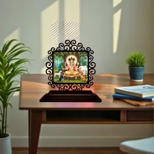 Car Desk/Table Top Lord Dattatreya Wooden Photo Stand 3x4 Inches, Compact & Stylish Spiritual Display For Car, Home & Office (Pack Of 1) (F19841) Car Desk/Table Top Lord Dattatreya Wooden Photo Stand 3x4 Inches, Compact & Stylish Spiritual Display For Car, Home & Office (Pack Of 1) (F19841)