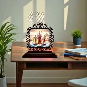 Car Desk/Table Top Rama And Lakshmana And Seetha Wooden Photo Stand 3x4 Inches, Compact & Stylish Spiritual Display For Car, Home & Office (Pack Of 1) (F19851) Car Desk/Table Top Rama And Lakshmana And Seetha Wooden Photo Stand 3x4 Inches, Compact & Stylish Spiritual Display For Car, Home & Office (Pack Of 1) (F19851)