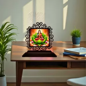 Car Desk/Table Top Goddess Lakshmi Wooden Photo Stand 3x4 Inches, Compact & Stylish Spiritual Display For Car, Home & Office (Pack Of 1) (F19857) Car Desk/Table Top Goddess Lakshmi Wooden Photo Stand 3x4 Inches, Compact & Stylish Spiritual Display For Car, Home & Office (Pack Of 1) (F19857)