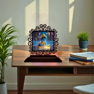 Car Desk/Table Top Little Krishna Wooden Photo Stand 3x4 Inches, Compact & Stylish Spiritual Display For Car, Home & Office (Pack Of 1) (F19863) Car Desk/Table Top Little Krishna Wooden Photo Stand 3x4 Inches, Compact & Stylish Spiritual Display For Car, Home & Office (Pack Of 1) (F19863)