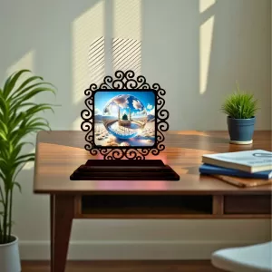 Car Desk/Table Top Mucca Masidh Wooden Photo Stand 3x4 Inches, Compact & Stylish Spiritual Display For Car, Home & Office (Pack Of 1) (F19867) Car Desk/Table Top Mucca Masidh Wooden Photo Stand 3x4 Inches, Compact & Stylish Spiritual Display For Car, Home & Office (Pack Of 1) (F19867)
