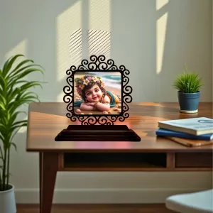 Car Desk/Table Top Little Krishna Wooden Photo Stand 3x4 Inches, Compact & Stylish Spiritual Display For Car, Home & Office (Pack Of 1) (F19869) Car Desk/Table Top Little Krishna Wooden Photo Stand 3x4 Inches, Compact & Stylish Spiritual Display For Car, Home & Office (Pack Of 1) (F19869)