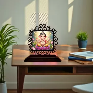 Car Desk/Table Top Lord Ganesha Wooden Photo Stand 3x4 Inches, Compact & Stylish Spiritual Display For Car, Home & Office (Pack Of 1) (F19875) Car Desk/Table Top Lord Ganesha Wooden Photo Stand 3x4 Inches, Compact & Stylish Spiritual Display For Car, Home & Office (Pack Of 1) (F19875)