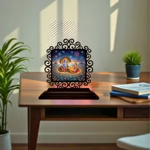 Car Desk/Table Top Lord Vishnu And Lakshmi Wooden Photo Stand 3x4 Inches, Compact & Stylish Spiritual Display For Car, Home & Office (Pack Of 1) (F19880) Car Desk/Table Top Lord Vishnu And Lakshmi Wooden Photo Stand 3x4 Inches, Compact & Stylish Spiritual Display For Car, Home & Office (Pack Of 1) (F19880)