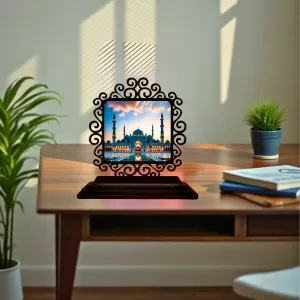 Car Desk/Table Top Mucca Masid Wooden Photo Stand 3x4 Inches, Compact & Stylish Spiritual Display For Car, Home & Office (Pack Of 1) (F19881) Car Desk/Table Top Mucca Masid Wooden Photo Stand 3x4 Inches, Compact & Stylish Spiritual Display For Car, Home & Office (Pack Of 1) (F19881)